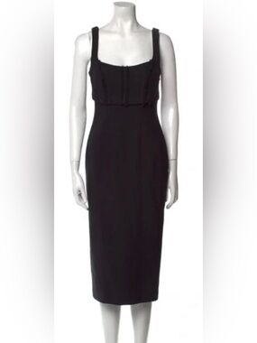 cinq a sept Black Midi Sheath Dress with Structured Bodice